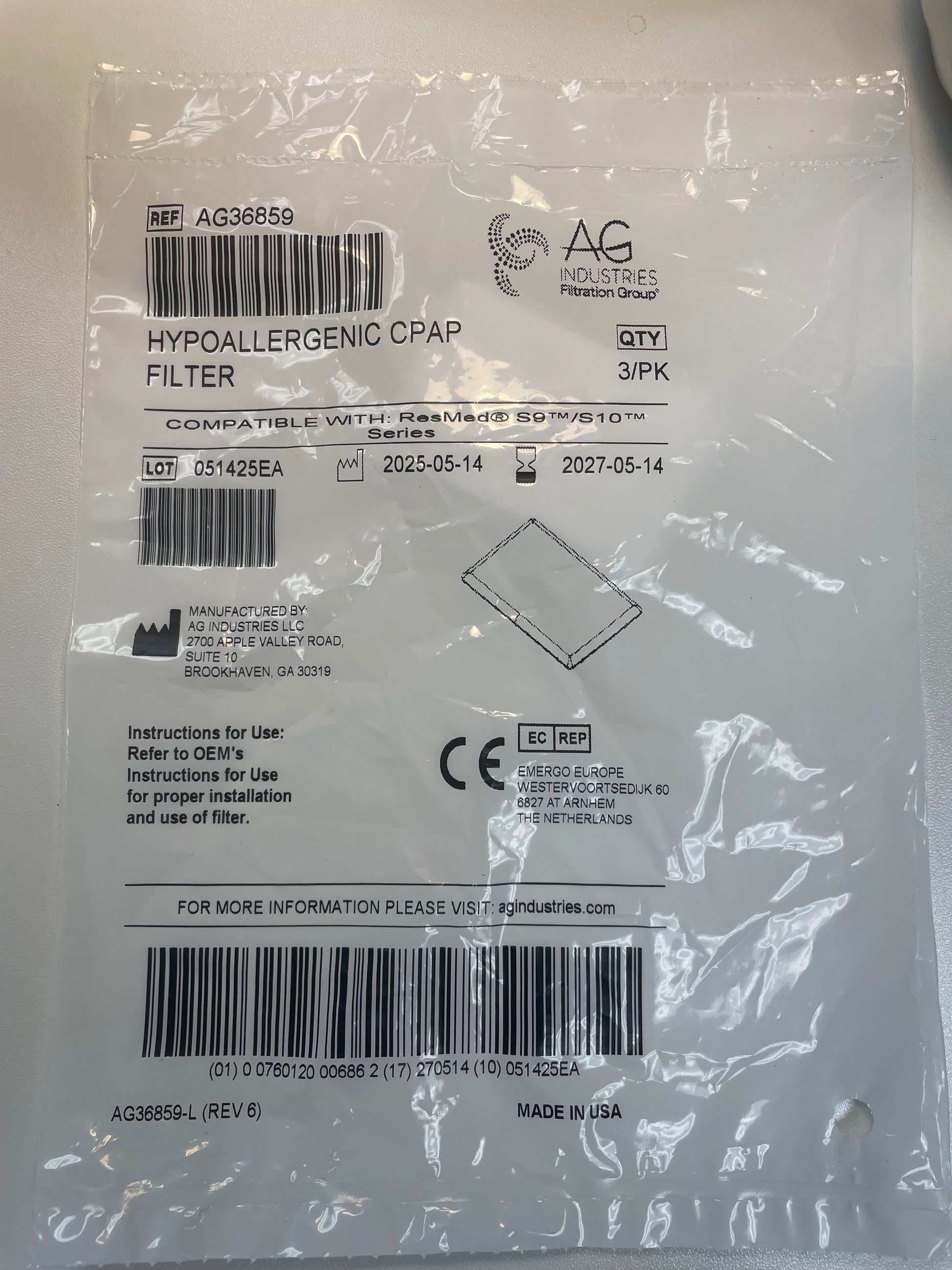 ResMed Air10™ Hypoallergenic Filter (3-Pack) CPAPology