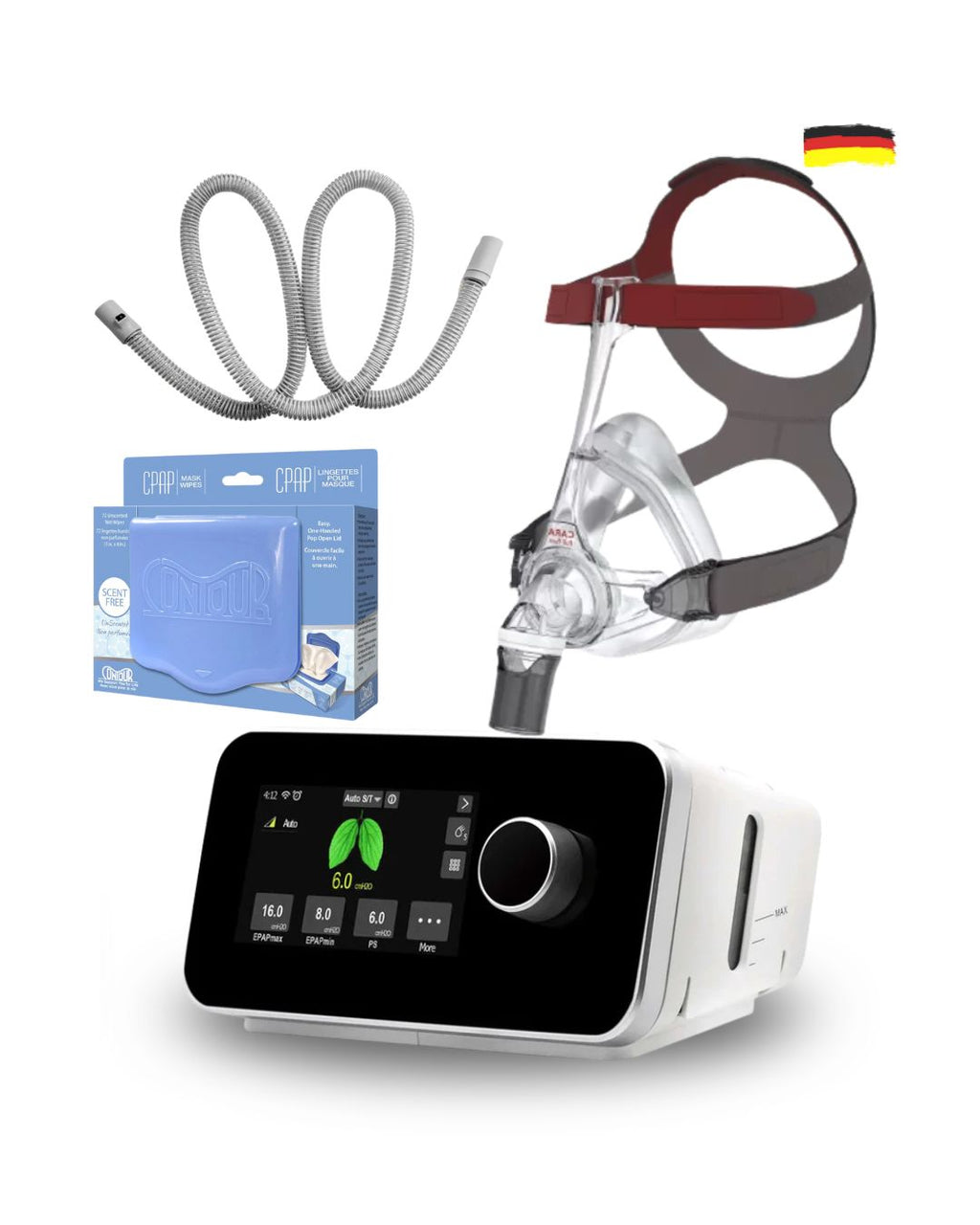 ResVent IBreeze APAP Bundle (Cara Full Face Mask | Unscented Mask Wipes | Heated Tubing | 6 Filters)