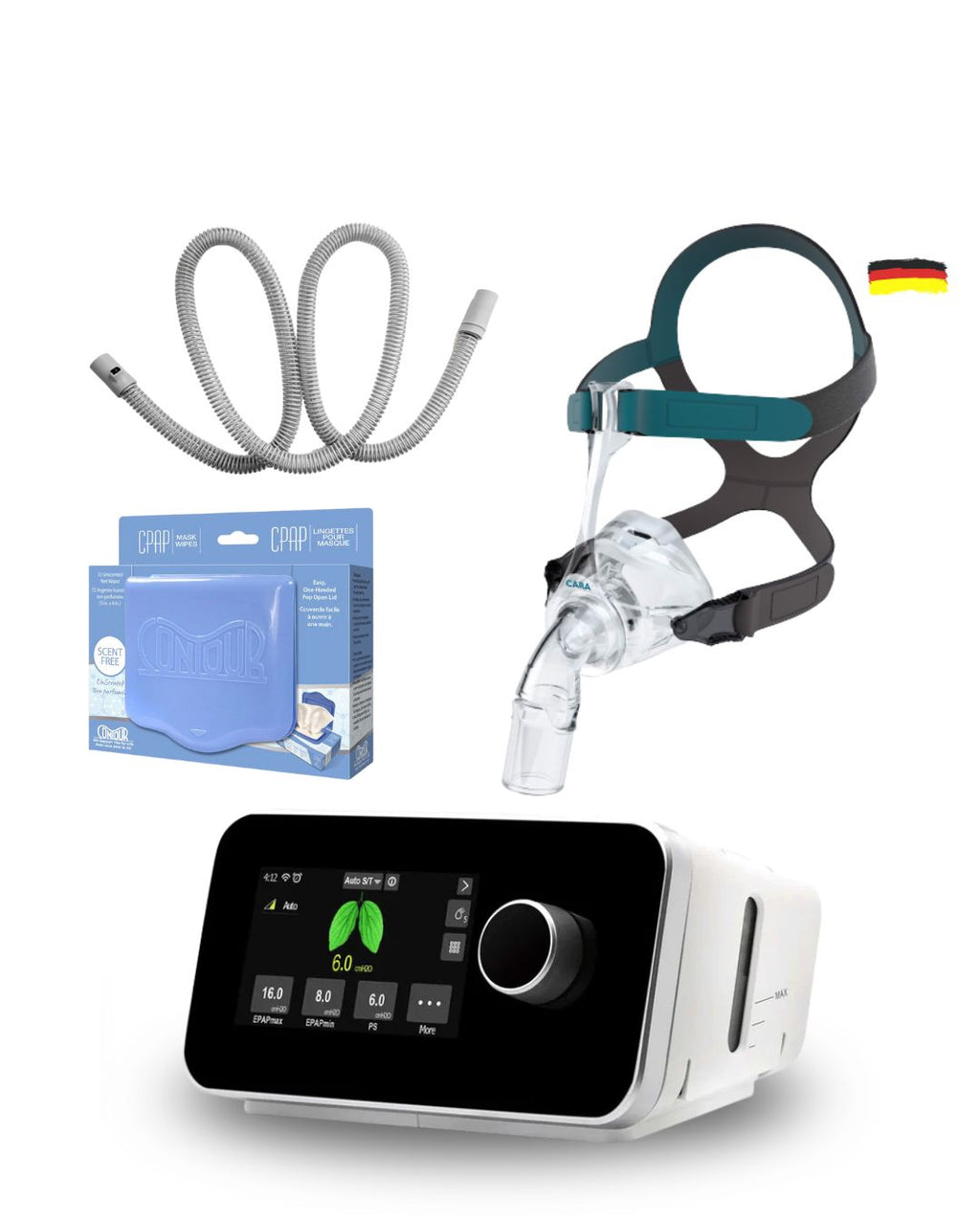 ResVent IBreeze APAP Bundle (Cara Nasal Mask | Unscented Mask Wipes | Heated Tubing | 6 Filters)