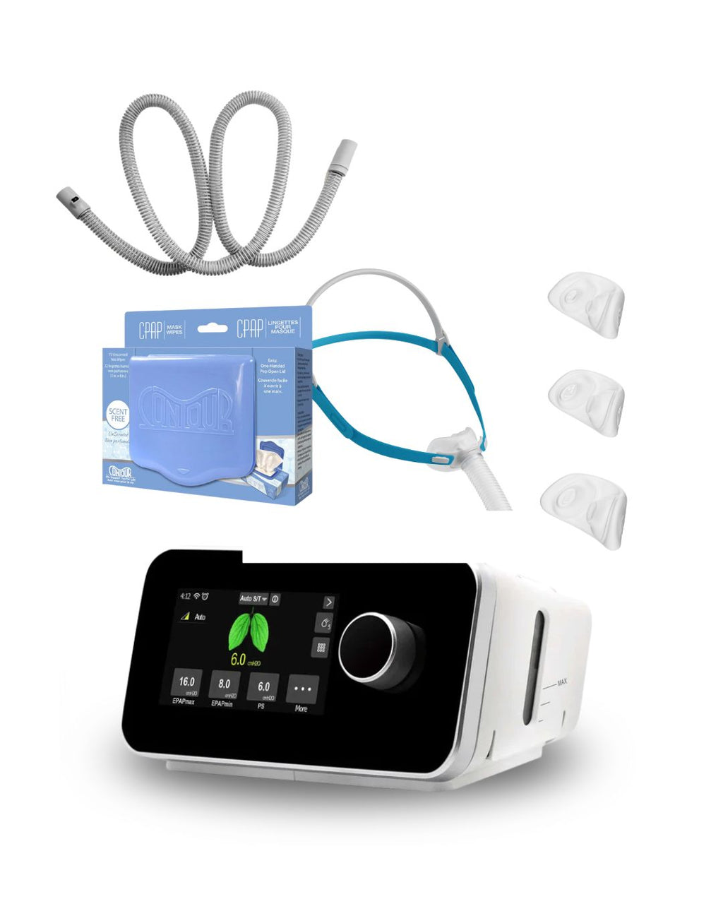 ResVent IBreeze APAP Bundle (F&P NOVA Micro Pillows Mask | Unscented Mask Wipes | Heated Tubing | 6 Filters)