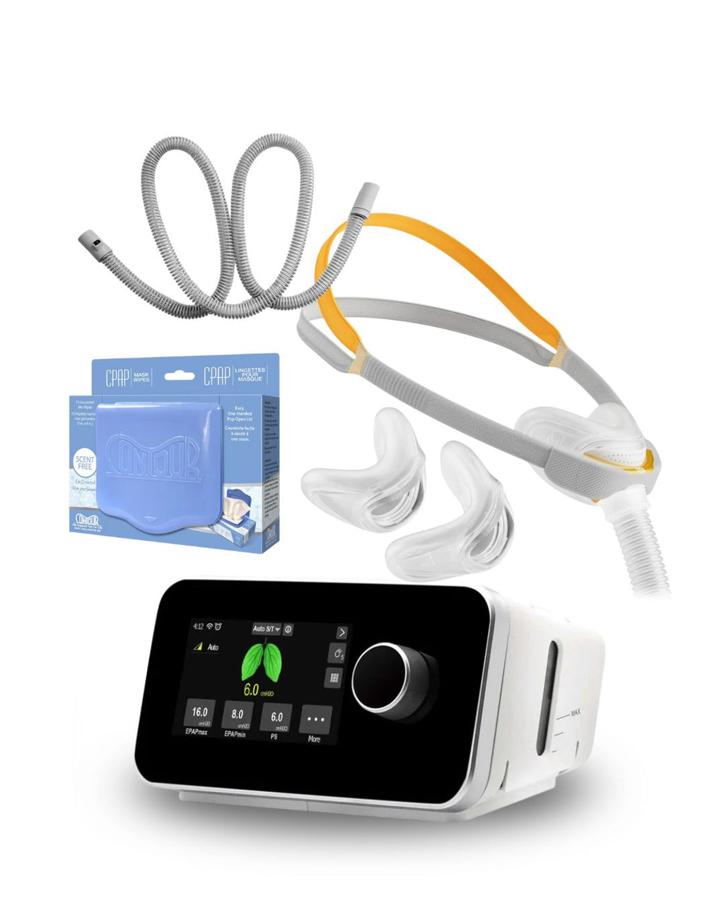 ResVent IBreeze APAP Bundle (F&P SOLO Nasal Mask | Unscented Mask Wipes | Heated Tubing | 6 Filters)