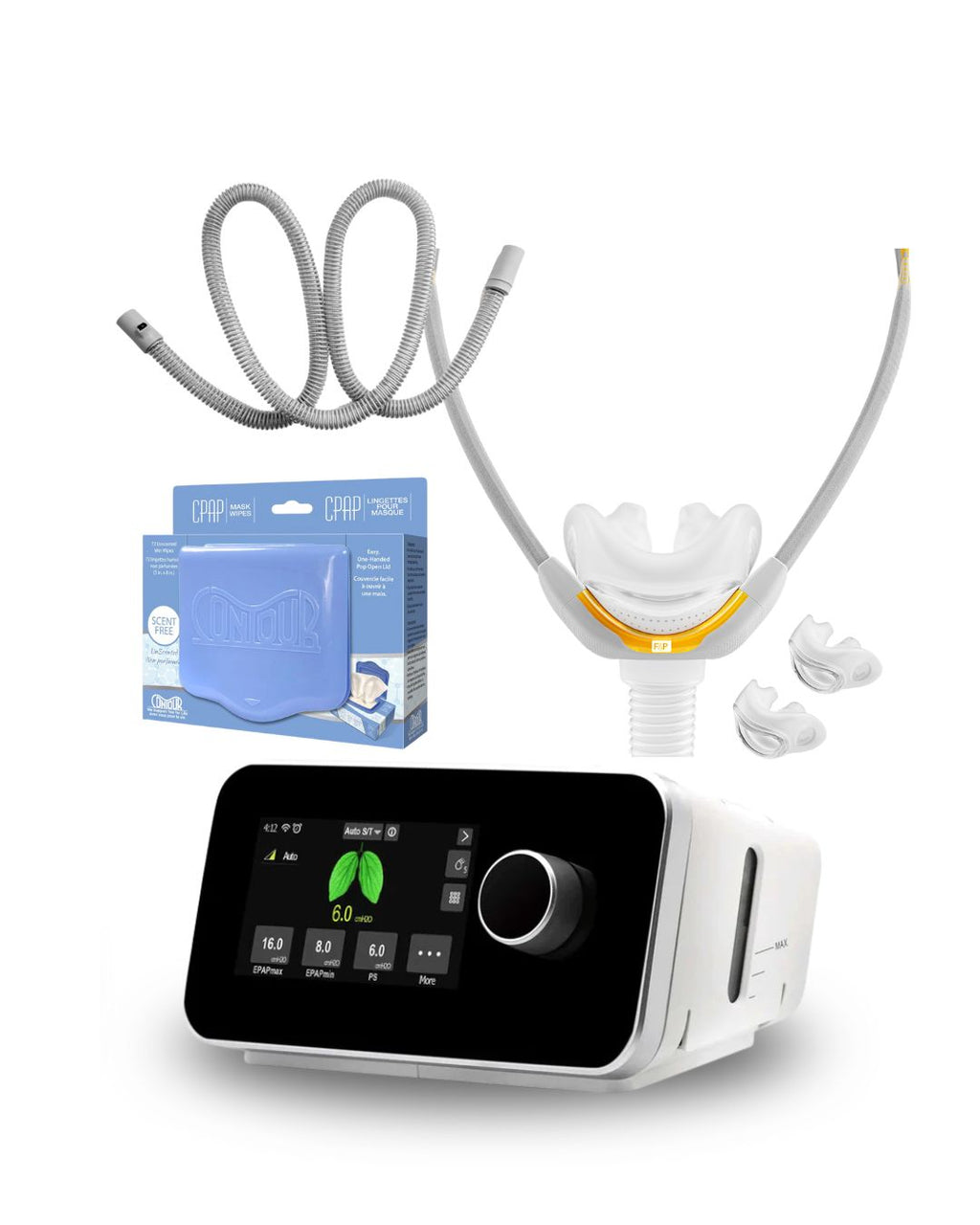 ResVent IBreeze APAP Bundle (F&P SOLO Pillows Mask | Unscented Mask Wipes | Heated Tubing | 6 Filters)