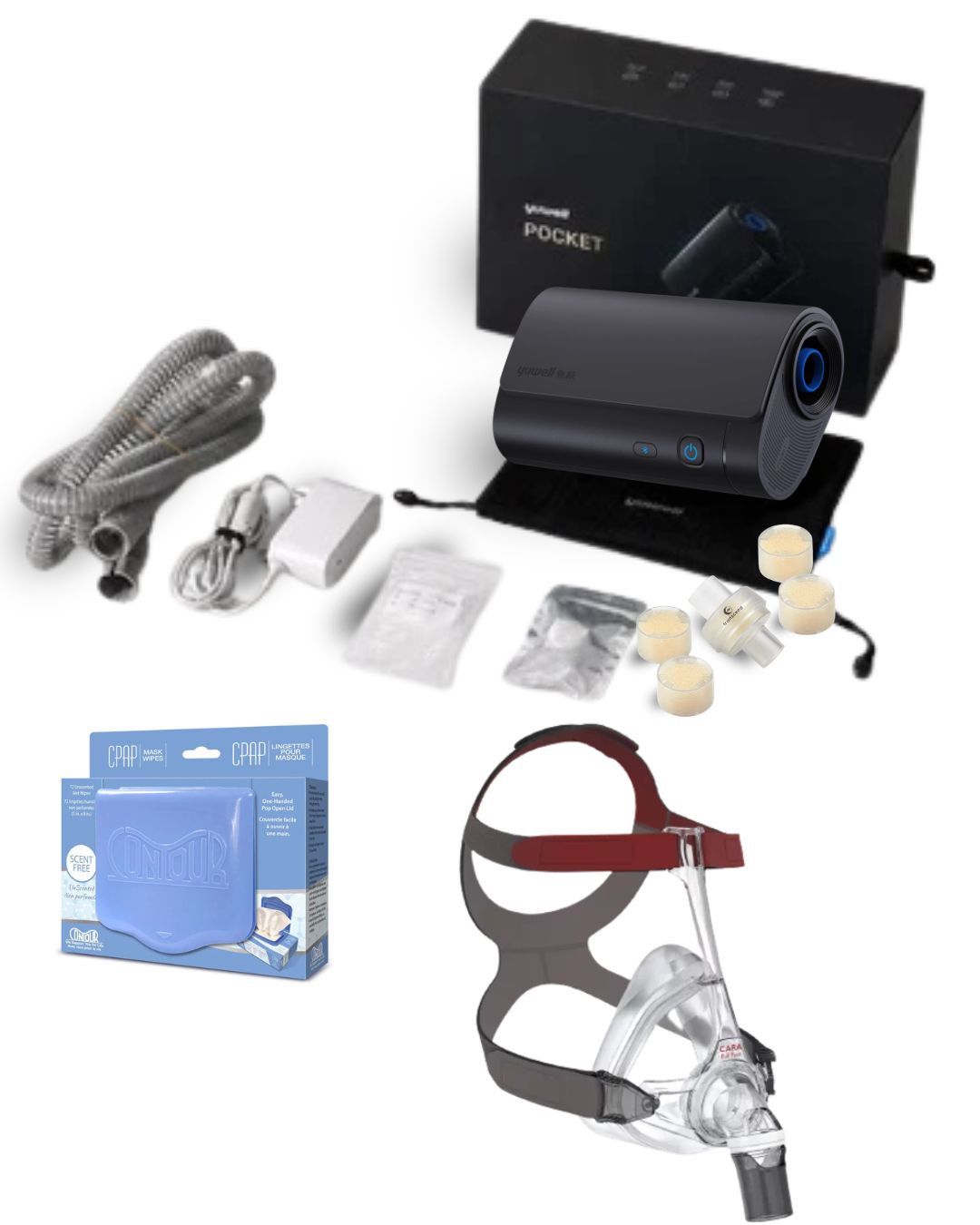 Yuwell Pocket-X Travel CPAP Bundle + Lowenstein CARA Full Face Mask
