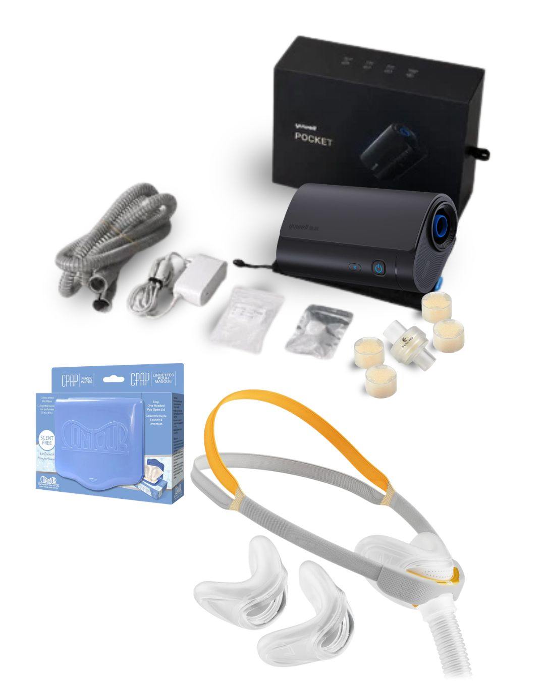 Yuwell Pocket-X Travel CPAP Bundle + F&P Solo Nasal Fit Pack