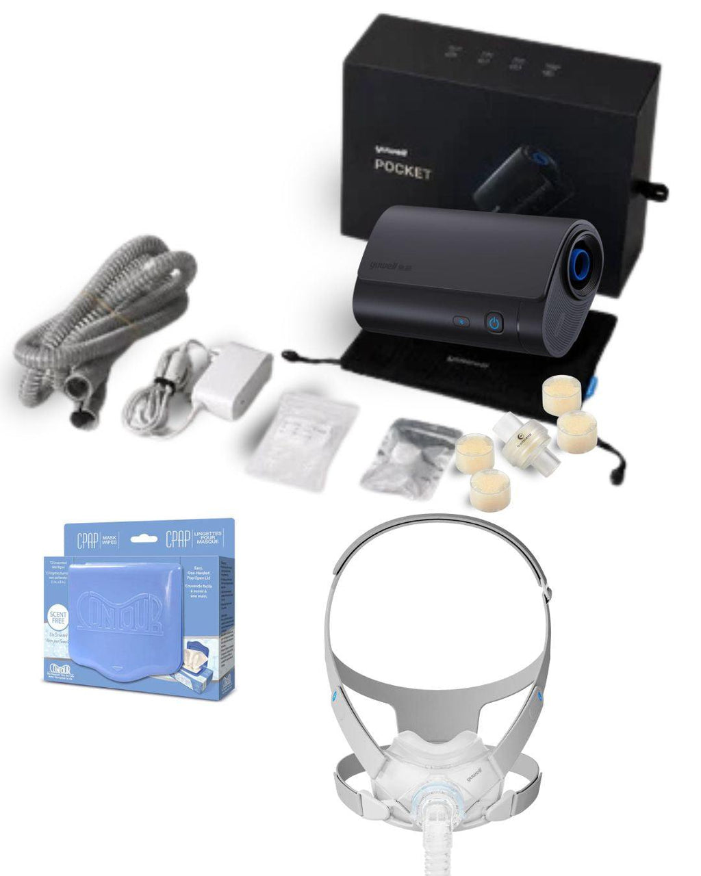 Yuwell Pocket-X Travel CPAP Bundle + Yuwell YF-06 Full Face Fit Pack