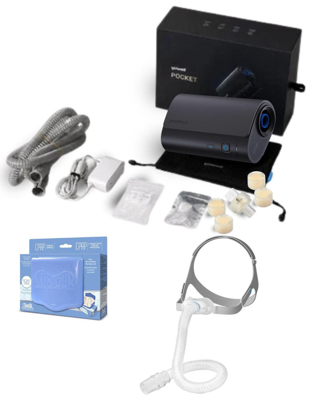 Yuwell Pocket-X Travel CPAP Bundle + Yuwell YN-06 Nasal Mask Fit Pack