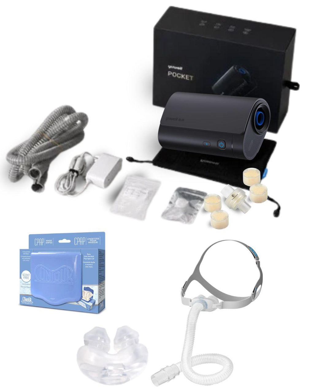 Yuwell Pocket-X Travel CPAP Bundle + Yuwell YP-06 Nasal Pillows Fit Pack