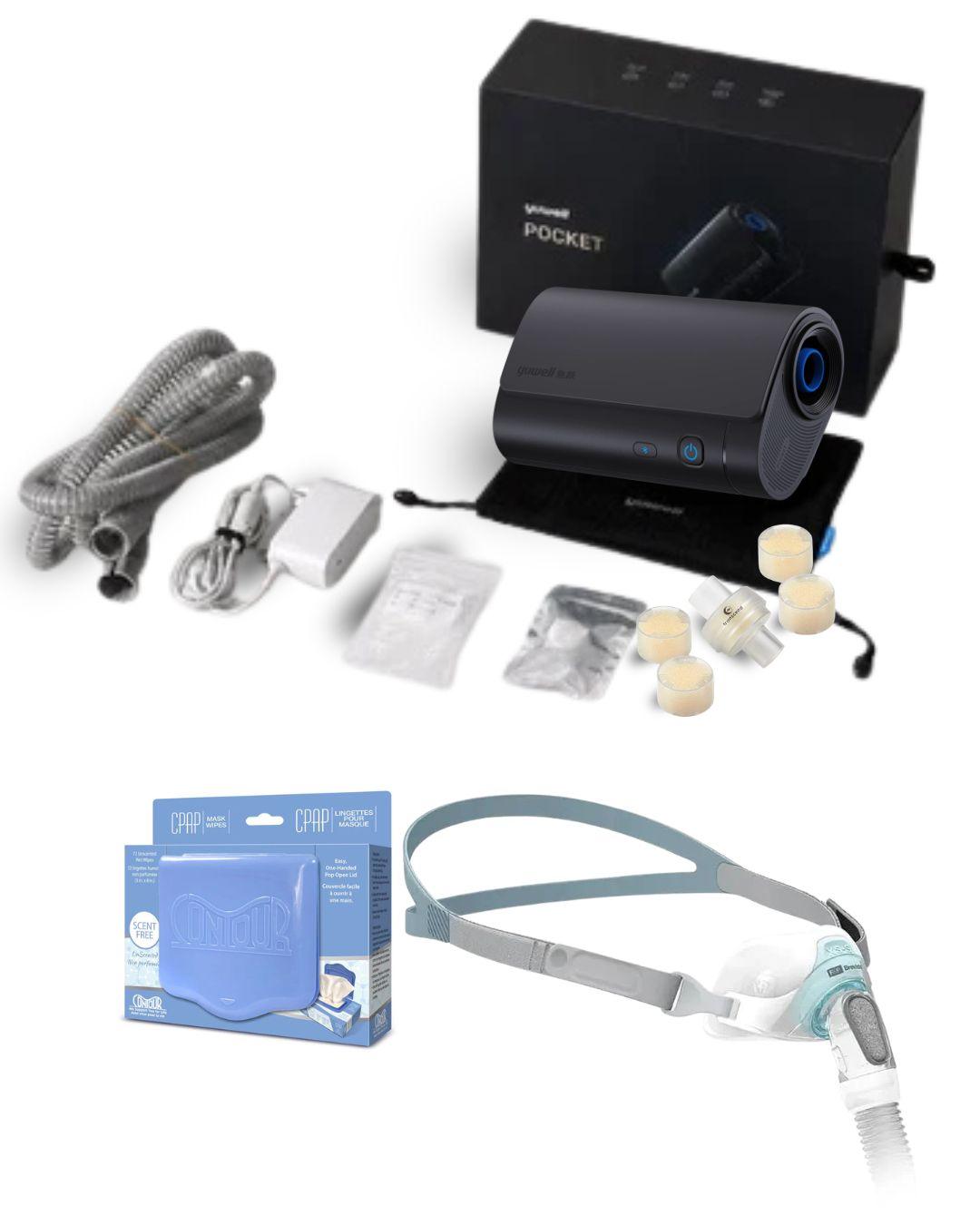 Yuwell Pocket-X Travel CPAP Bundle + F&P Brevida Nasal Pillows Fit Pack