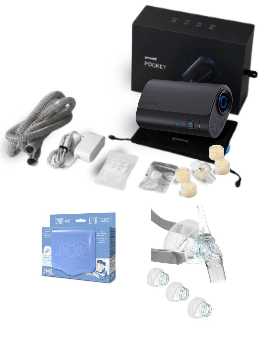 Yuwell Pocket-X Travel CPAP Bundle + F&P Eson 2 Nasal Mask Fit Pack