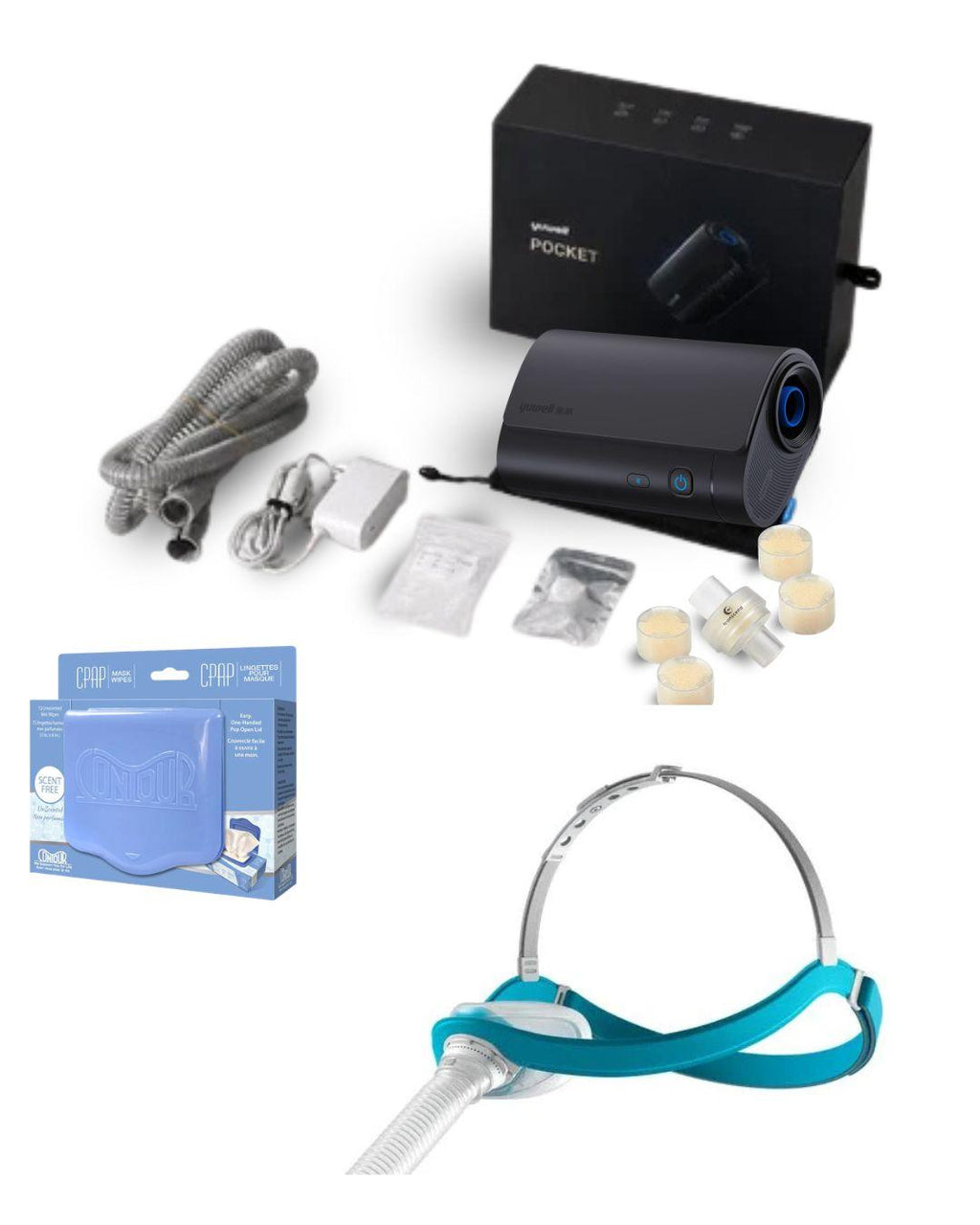 Yuwell Pocket-X Travel CPAP Bundle + F&P Evora Nasal Fit Pack