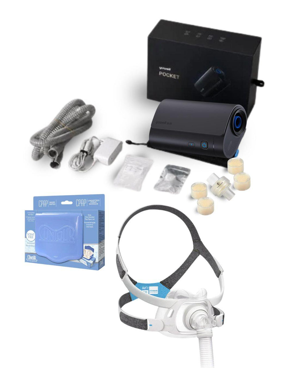 Yuwell Pocket-X Travel CPAP Bundle + ResMed AirFit F40