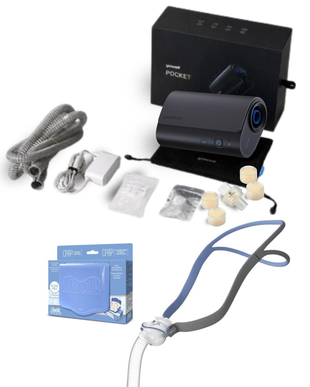 Yuwell Pocket-X Travel CPAP Bundle + ResMed AirFit P10 Fit Pack