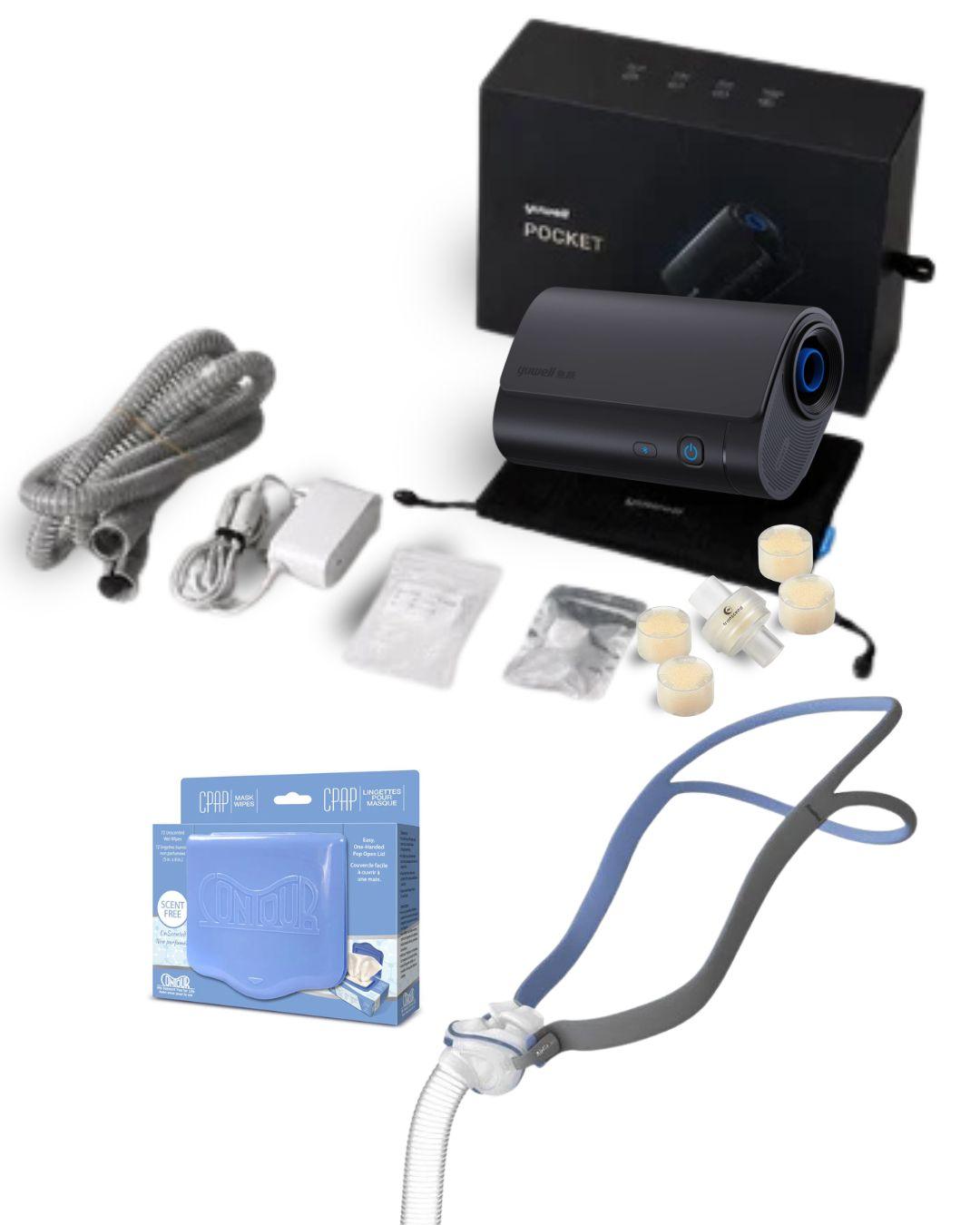 Yuwell Pocket-X Travel CPAP Bundle + ResMed AirFit P10 Fit Pack