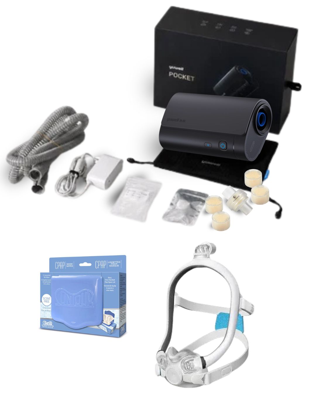 Yuwell Pocket-X Travel CPAP Bundle + ResMed AirTouch F30i