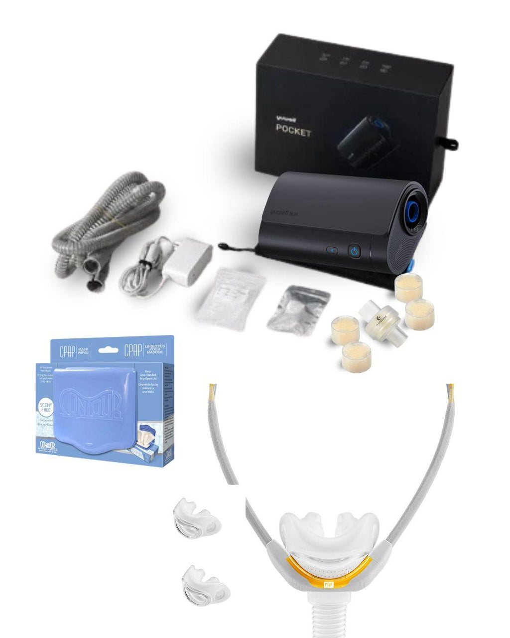 Yuwell Pocket-X Travel CPAP Bundle + F&P Solo Nasal Pillows Fit Pack