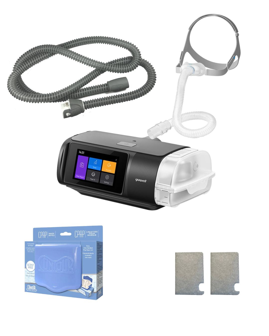 Yuwell BreathCare 3 APAP Bundle (NEW Yuwell YN-06 | Unscented Mask Wipes | Heated Tubing | 6 Filters)