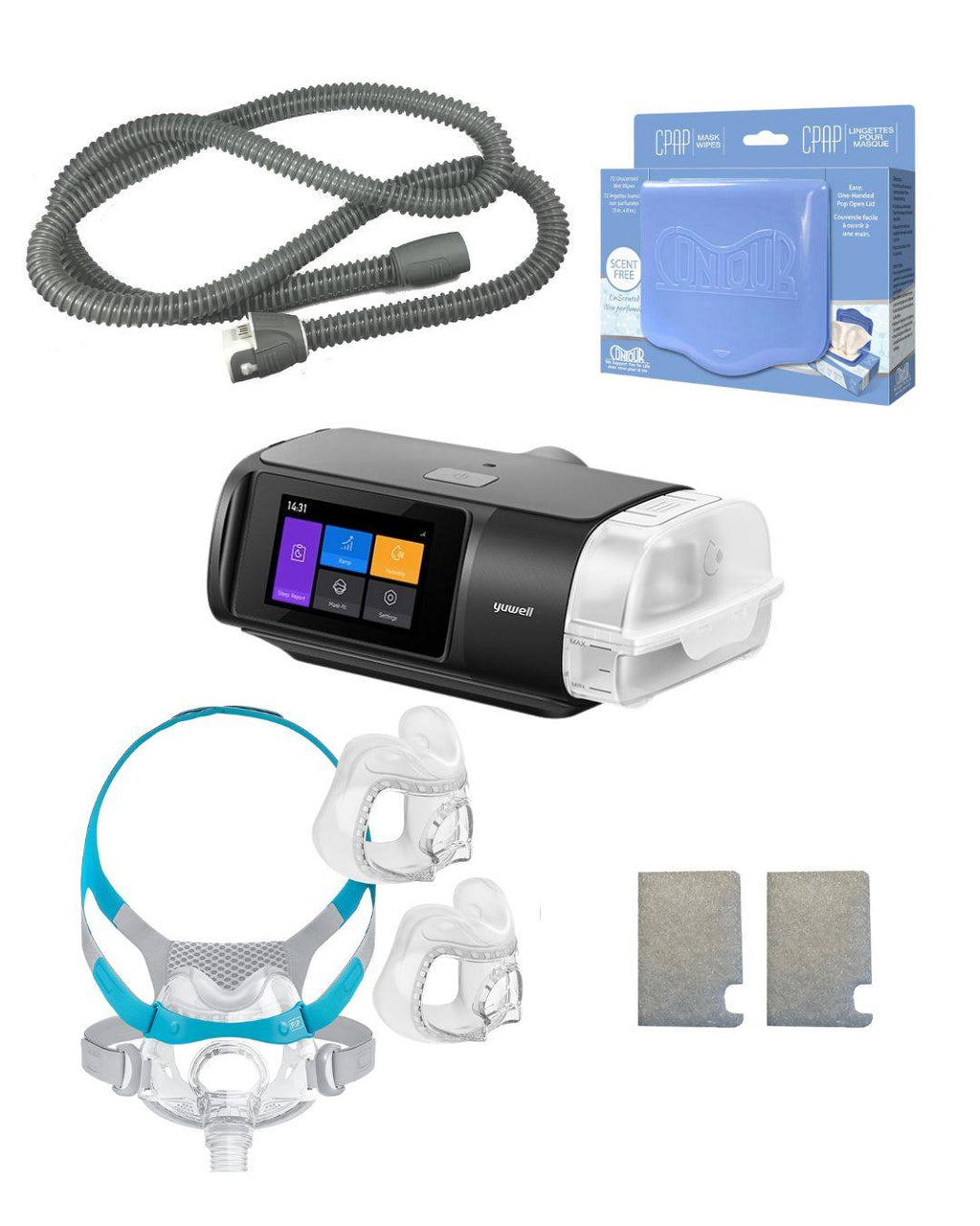 Yuwell BreathCare 3 APAP machine with F&P Evora full face mask and accessories bundle