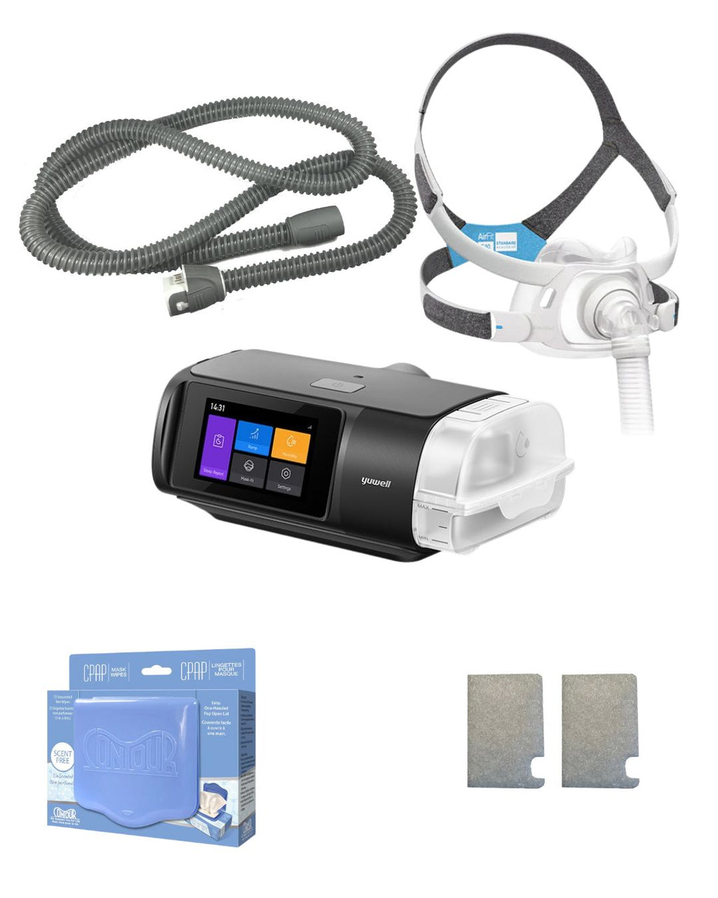 Yuwell BreathCare 3 APAP Bundle (ResMed AirFit F40 Full Face mask | Unscented Mask Wipes | Heated Tubing | 6 Filters) (Copy)
