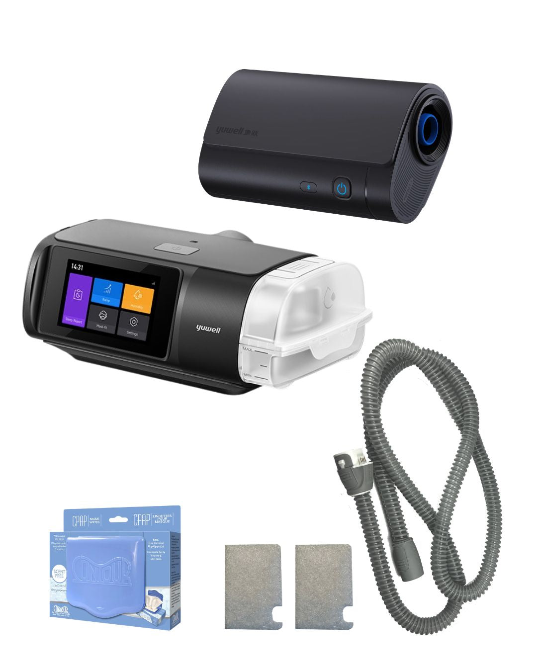 Yuwell BreathCare 3 APAP + Pocket-X Bundle (Unscented Mask Wipes | Heated Tubing | 6 Filters)
