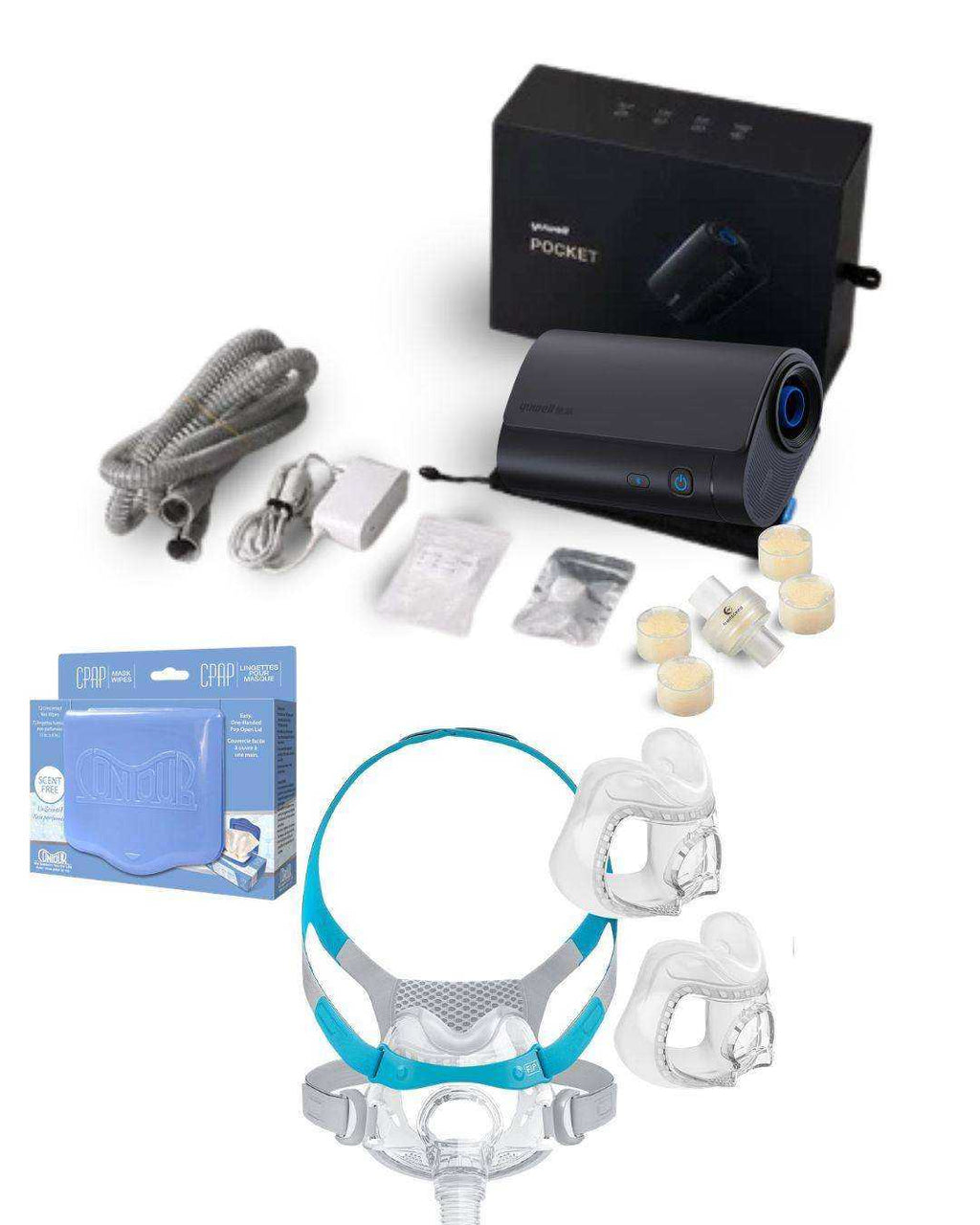 Yuwell Pocket-X travel CPAP bundle with F&P Evora full face mask